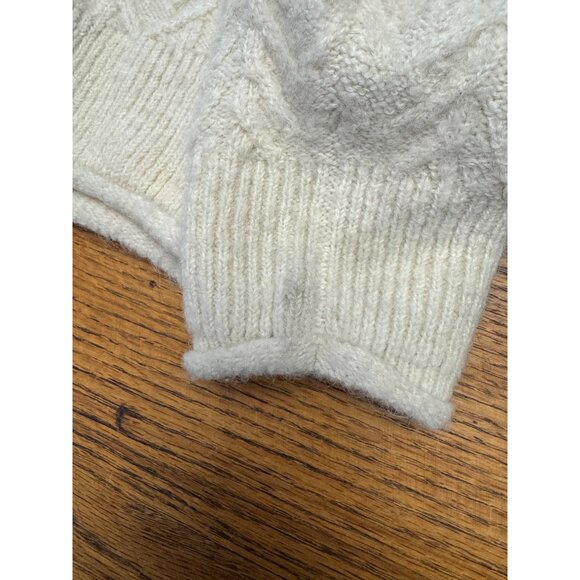 ASTR The Label Womens Sweater S Ivory Cable Knit Mock Neck Cropped - Picture 9 of 11